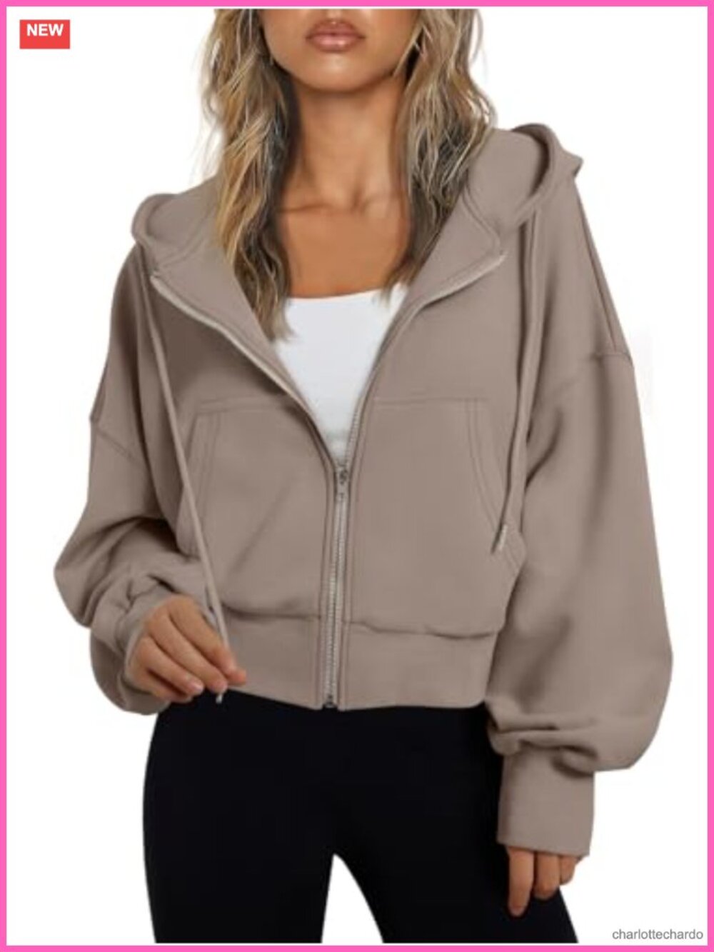 Women's Cropped Zip Up Hoodie Casual Fall Jacket Cotton Blend